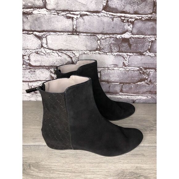 Aquatalia Black Suede Leather Wedge Back Zipper Booties Women’s Sz 8M US/38.5EU - Picture 9 of 16